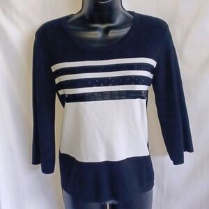 Lisa International Vintage Knit Sweater Beaded M, 16" PTP, 23" L